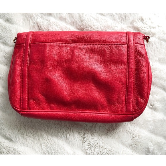 Tory Burch Deep Coral Foldover Messenger Bag - Picture 3 of 8